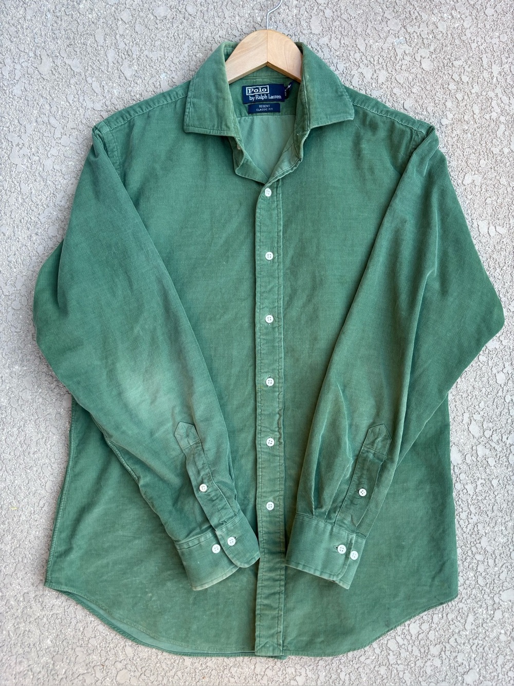 Vintage Polo Ralph Lauren Green Corduroy Shirt Medium Classic Fit 90s Preppy M